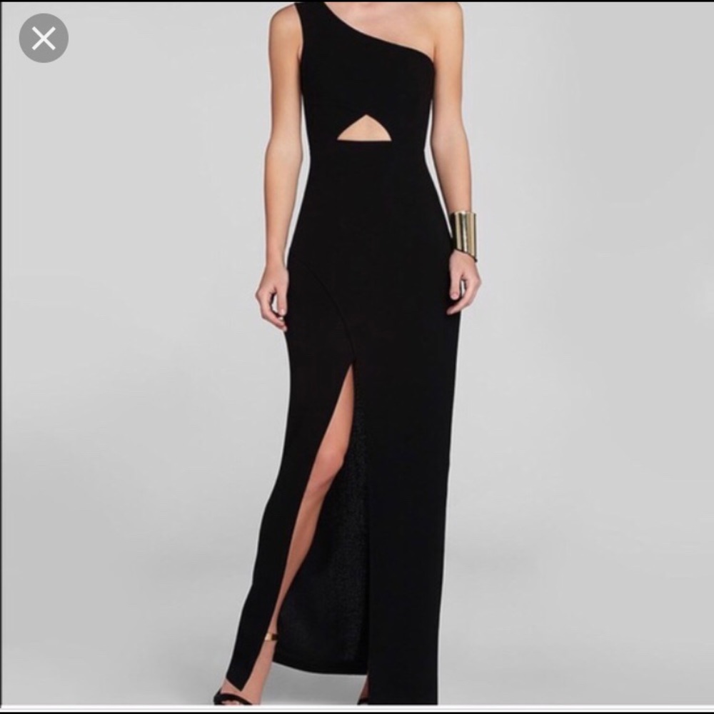 BCBG Kauri black long cut out slit dress
